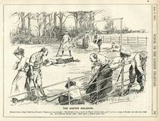 Rare BRITISH 1904 Illustration by G. D. ARMOUR - Field Hockey Humor CARTOON 