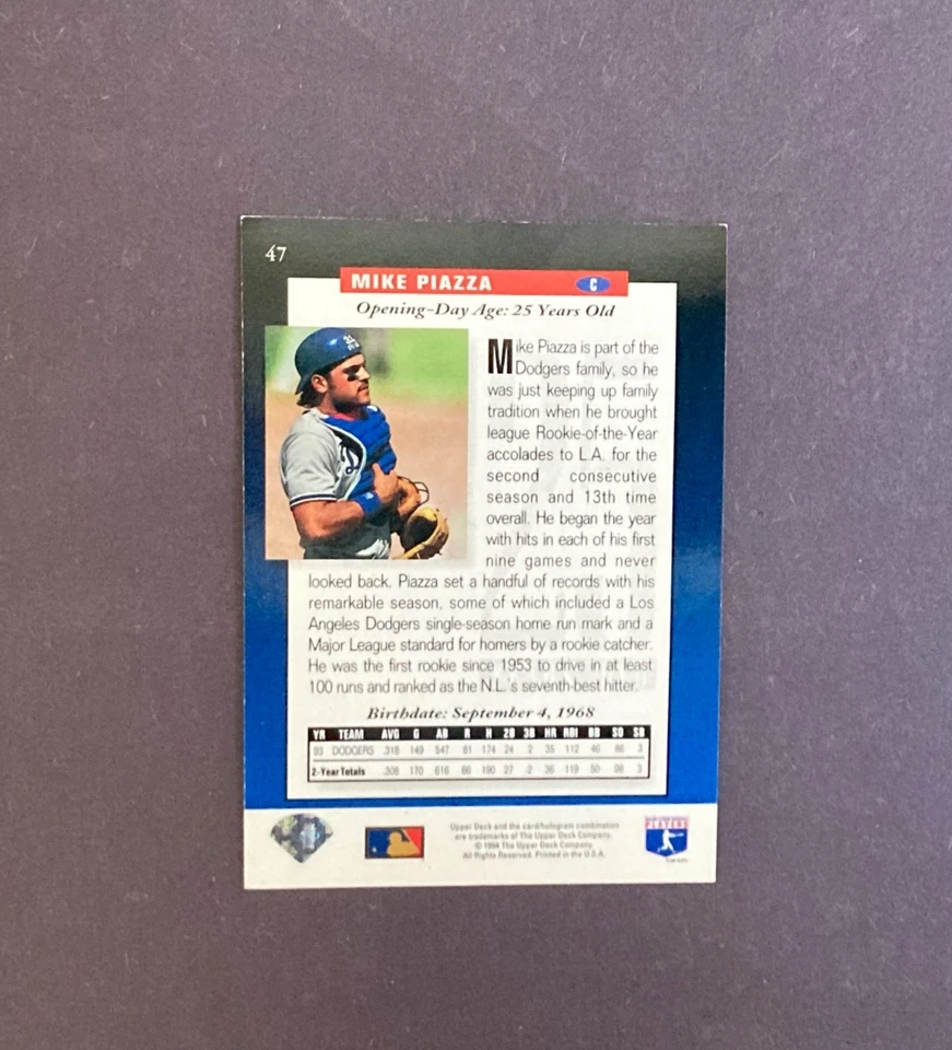 AUTÓGRAFO DE MIKE PIAZZA EN TARJETA DE CUBIERTA SUPERIOR 1994 EN PERSONA - ¡EX! ENVÍO GRATUITO Foto 3 de 3