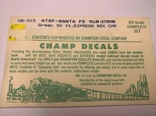 HO Champ Decals  HO Scale HB-515 Santa Fe Express Box Car NIP