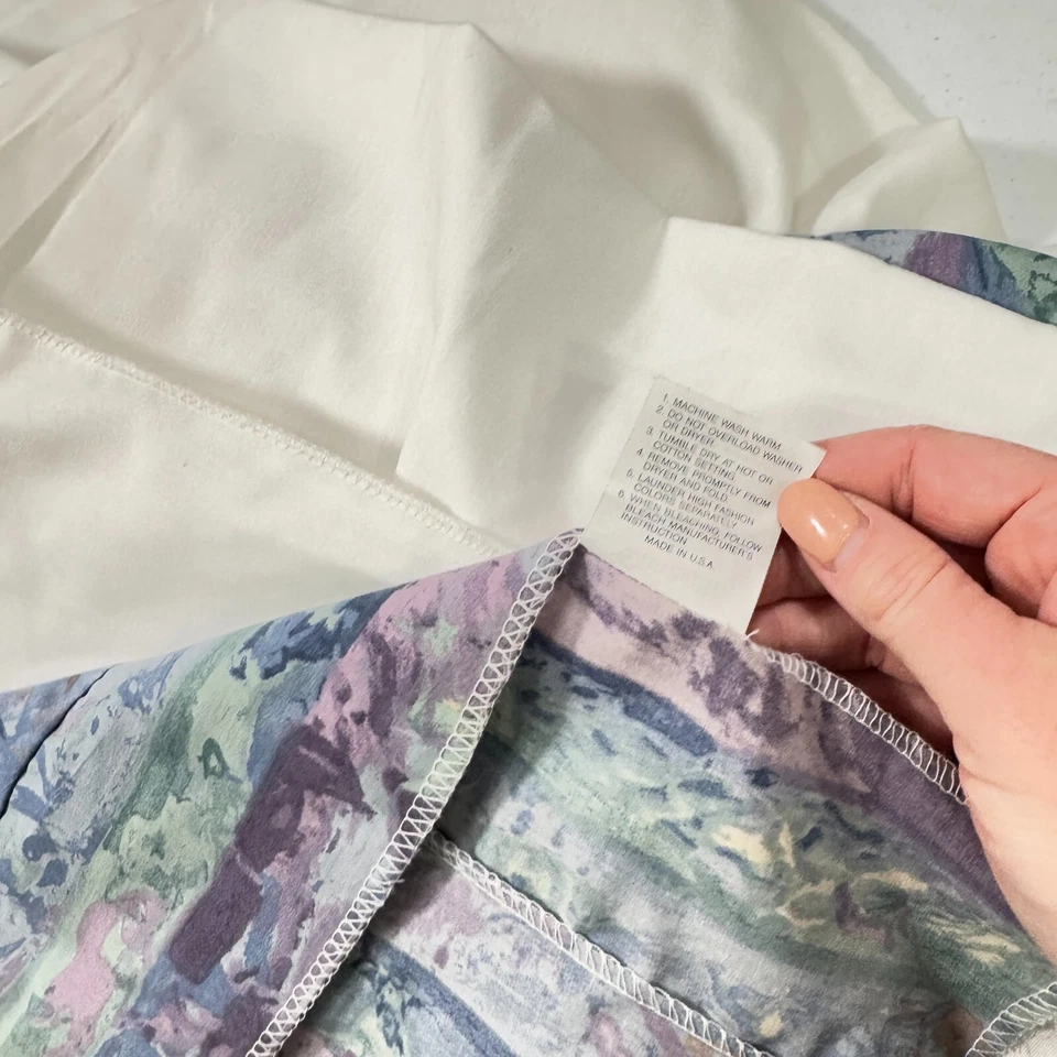 vintage wamsutta bedskirt king purple green abstract blend y2k 90s 80s - Image 4 of 4