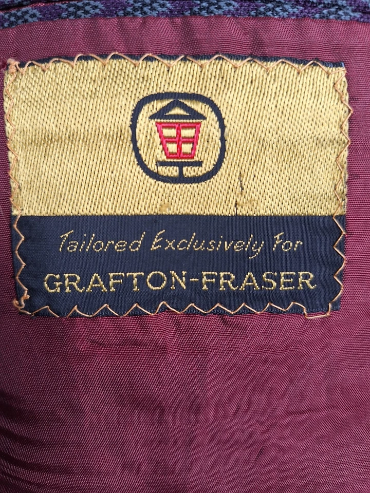 Blazer Abrigo Deportivo Elve Michelin Para Hombre 42R Púrpura Cuadros Canadá Años 70 De Colección Foto 4 de 4