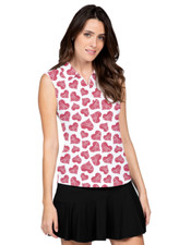 NWT IBKUL Golf Tennis Print 1/4 Zip Top Shirt S XL 2XL Red Hearts UPF T3