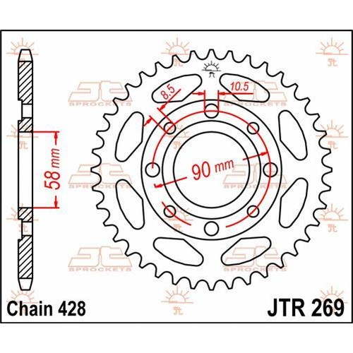 Honda CB 125 T2 1979-1982 JT Natural Rear Sprocket 35T 428 JTR269.35 - 第 2/5 張圖片