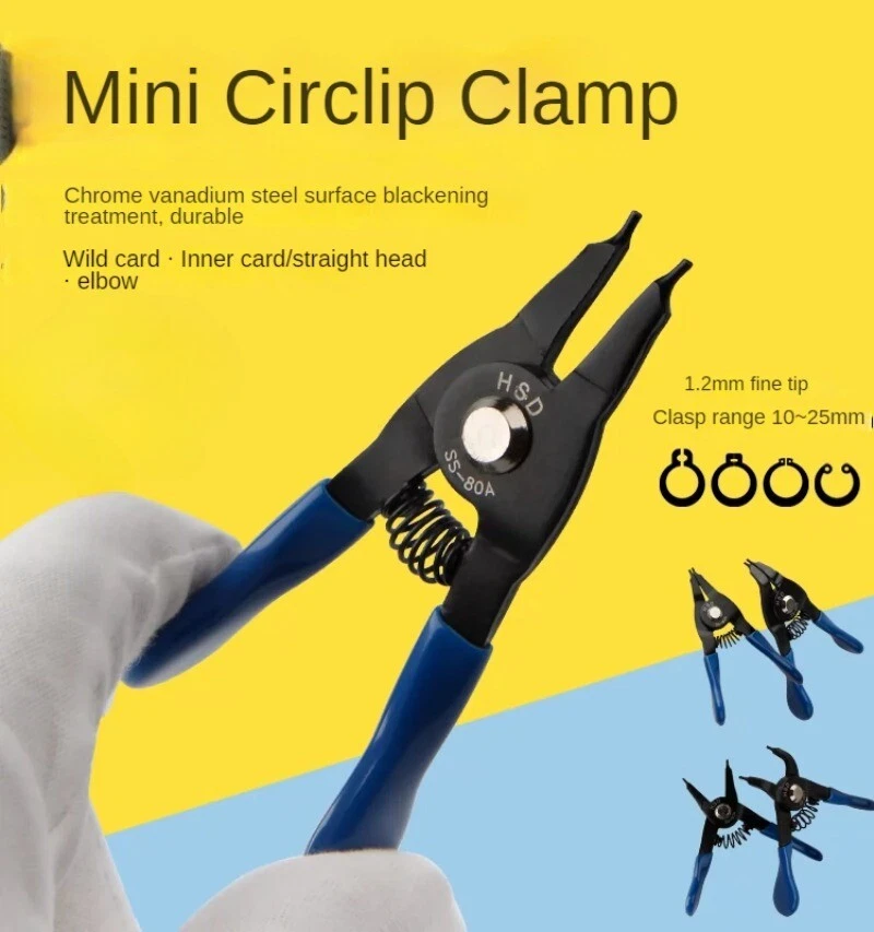 Mini Spring Pliers Inner and Outer Gear Ring Plier Straight Head Snap Ring Plier - Image 2 of 3