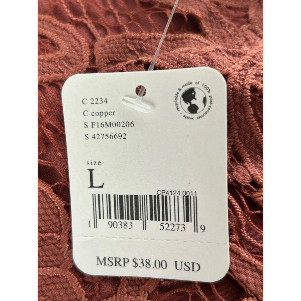 Free People FP One Adella Bralette L Copper Brown Floral Lace Strappy NEW - Image 4 of 4