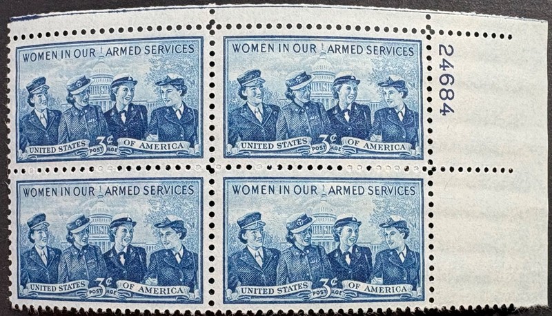 U.S. Scott #1013, Plate Block of 4, Service Women Issue, Very Fine, MNH
