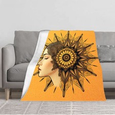 Durable Soft Warm Flannel Blanket - Cozy Floral Sunflower Design for Sofa