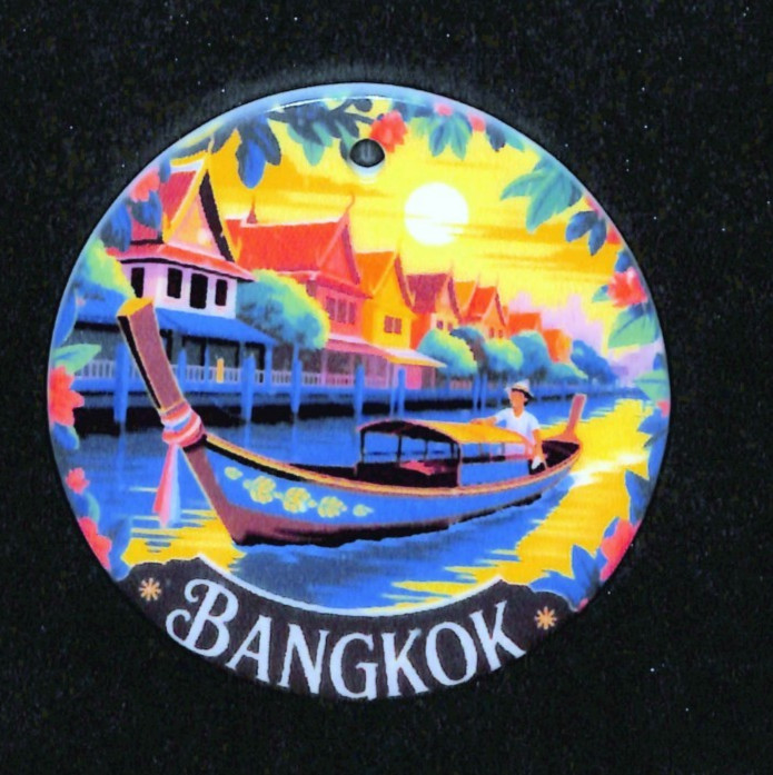 Bangkok Thailand DOUBLE SIDED Porcelain Christmas Souvenir Ornament