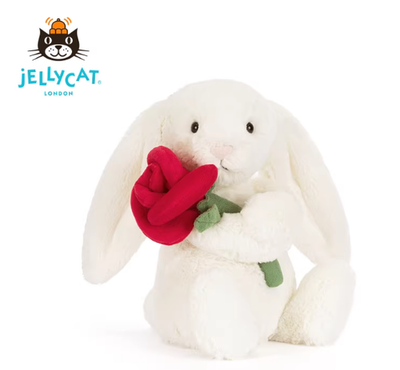 Cream Bunny with Rose 31cm White Soft PlushJellycatDoll Toy