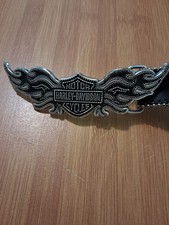 Harley Davidson Studded Wing Flame Belt Buckle  With Belt  Womens Size Medium