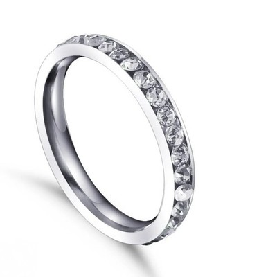 Stainless Steel Eternity Color Crystal Stackable Fashion Ring 3mm