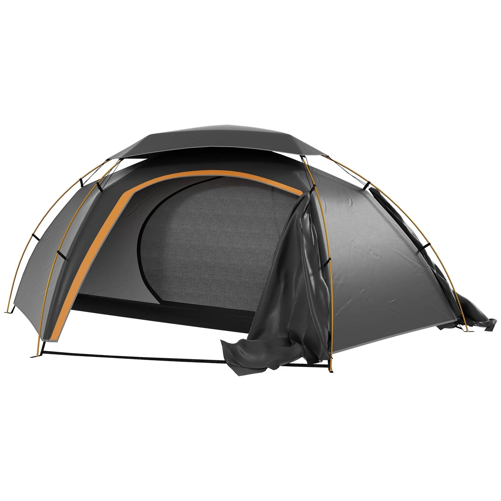 1-2 Person Dome Camping Tent with Detachable Rainfly, Grey, Refurbished