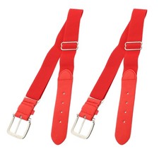 2 PCS Elastic Sports Waistband Adjustable Uniform Belts Baseball Red