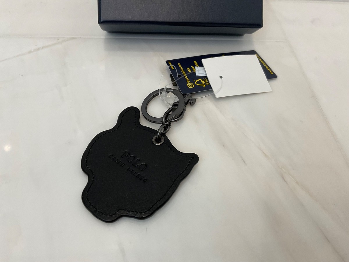 NEW Polo Ralph Lauren Leather Embroidered TIGER HEAD Keychain