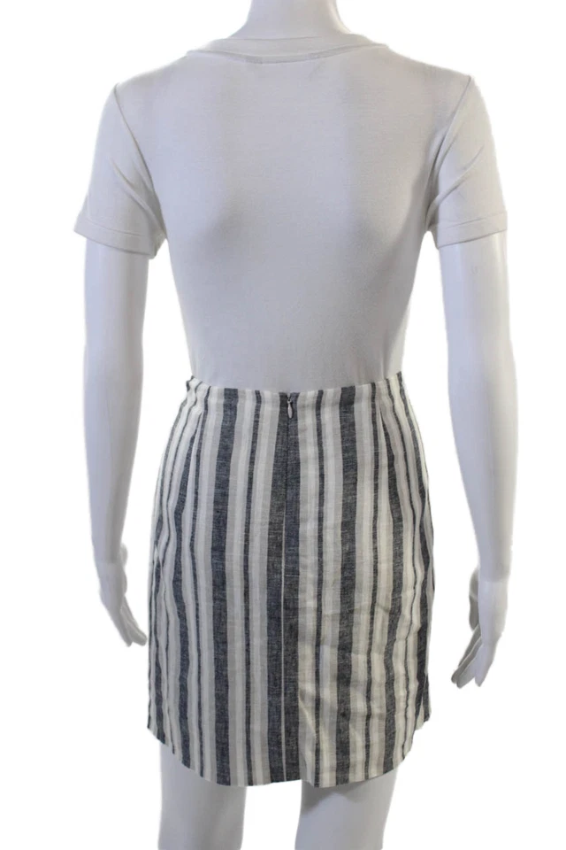 Mini saia feminina Intermix bege listrada linho viscose tamanho P - Imagem 3 de 4