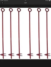 30 Inches Auger Earth Anchor 3 W Helix, 12mm Rod, Painted red, red 