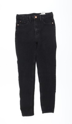 Marks and Spencer Damen Schwarz Baumwolle Skinny Jeans Größe 8 L25 Normal Knopf