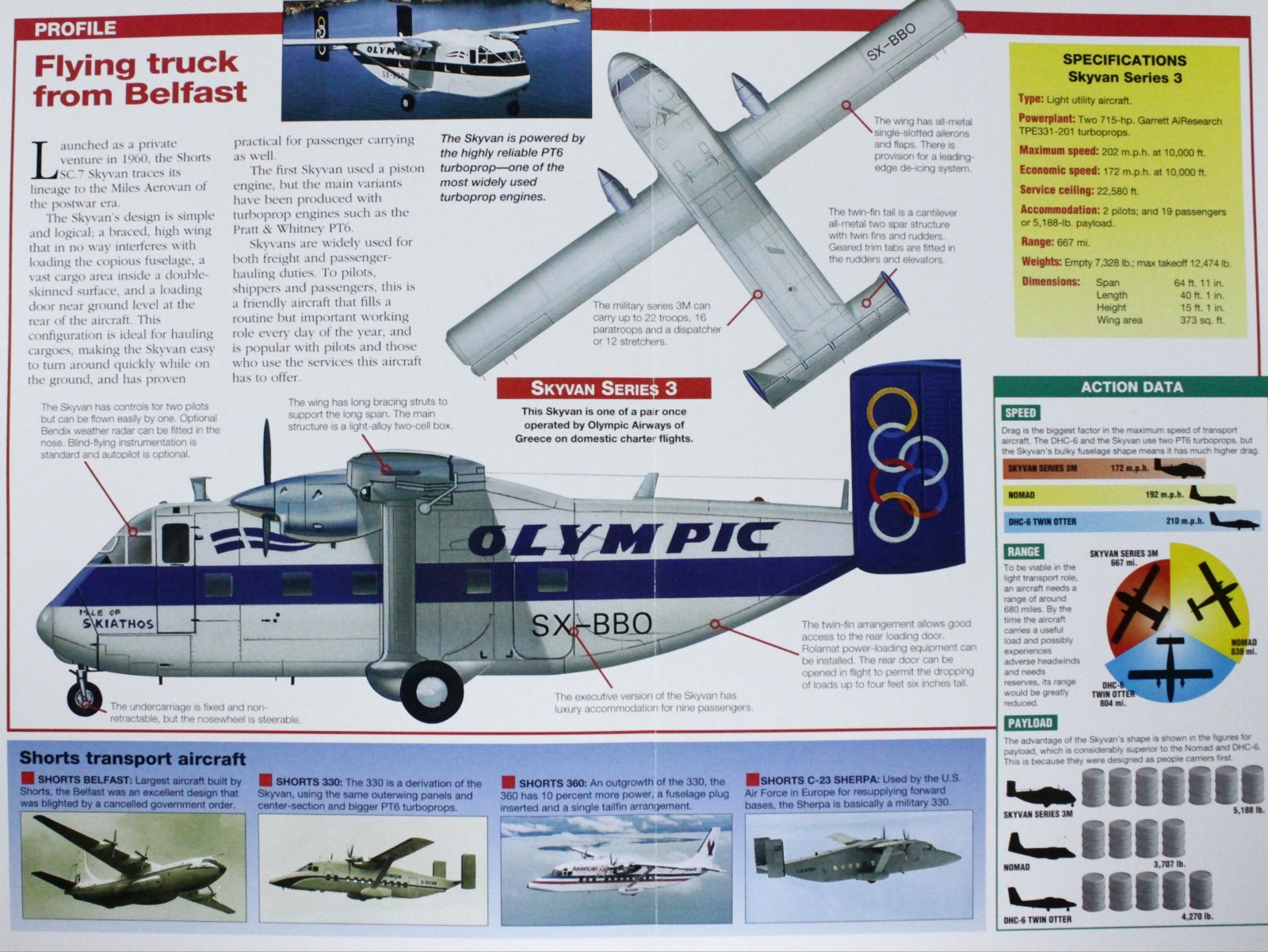 Shorts Skyvan Aircraft Plane Picture Brochure Pamphlet Out of Print Info Sheet-image