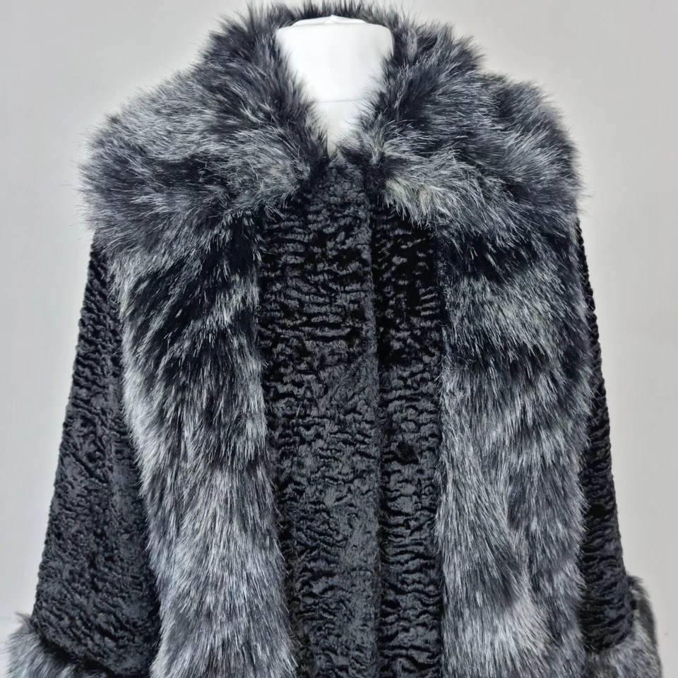 M&S Per Una Faux Fur Black Mix Coat  UK 20  Jacket - immaculate condition  - image 3 of 4