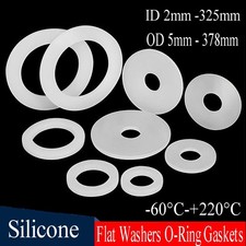 White Silicone High Temp Flat Ring Rubber Washer Seal Gaskets 0.5mm - 3mm Thick