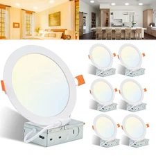 2/4/6Pcs 6 Inch 5CCT LED Recessed Ceiling Dimmable Panel Light with Junction Box