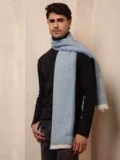 Men 100% CASHMERE Warm Warp Scarf Herringbone Thick Stripe Super Soft Scarves