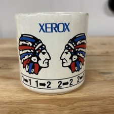 Vintage Xerox Corporate Coffee Mug Chief Head Headdress Copier Icons Ceramic