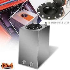 3 Gallon Bottom Feed Lightweight Aluminum Fuel Cell/Gas Tank+Cap Polished Chrome