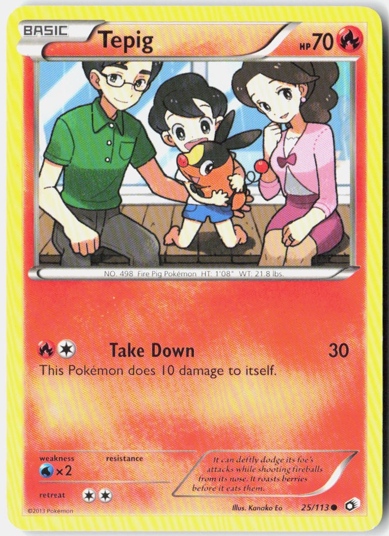 Tepig Legendary Treasures 25/113 Vintage Pokemon Card Normal