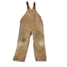 VTG Carhartt Men's Distressed Canvas Work Overalls Bib Pants Dungarees 44 x 30