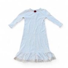 Vtg Storybook Heirlooms Ivory Knit Dress Lace Ruffle Hem Cottagecore Sz 8 Girls