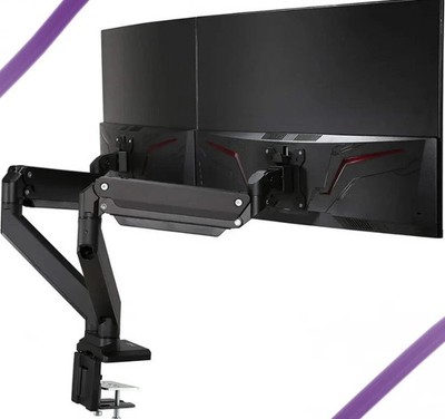 AVLT Dual 13''-35'' Monitor Arm Desk Mount fits Two Flat/Curved Black 