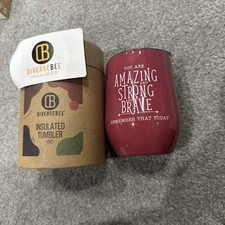 DIVERSEBEE -Insulated Tumbler 12oz Coral-You Are AMAZING STRONG BRAVE TODAY *NEW