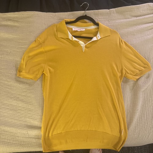 Mens Large Orlebar Brown SS polo shirt soft knit yellow