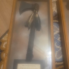 Native American US Culture Metal Head Tomahawk Hatchet in Framed Display Case