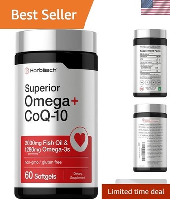 Horbaach Omega-3 Fish Oil with CoQ-10 | 60 Non-GMO Softgels for Heart Health