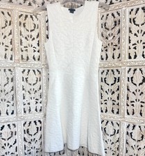 Theory Womens Dress Size P Textured White Solid Sheath Knee Length Sleeveless