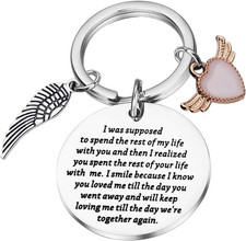 in Memory of Husband/Wife Gifts Sympathy Keychain with Angel Wing Keychain for L