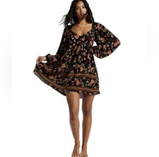 Billabong Women’s Black Floral Lost Days Boho Dress Size Medium