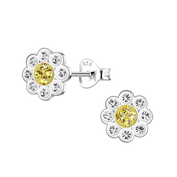 Kinder Ohrstecker Blume Glitzer Ohrringe Sterling Silber 925 BlüMchen MäDchen-image