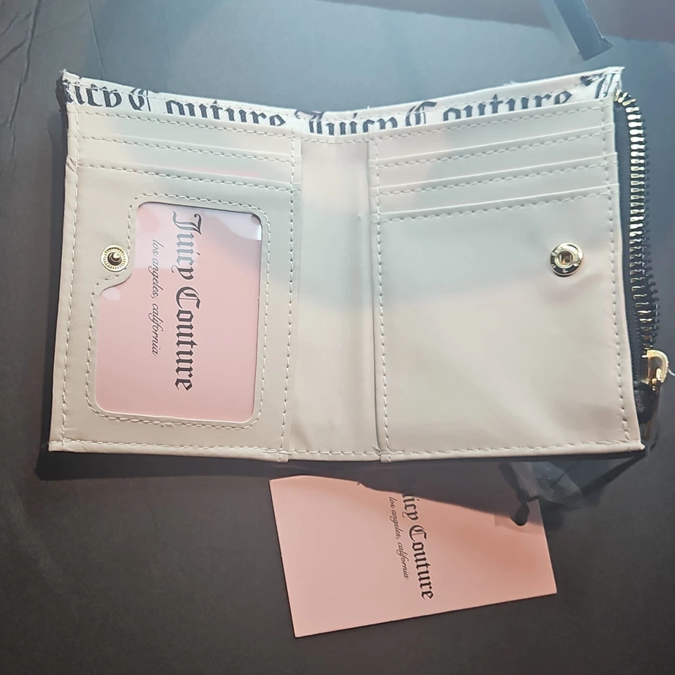 NUEVO CON ETIQUETAS Cartera Juicy Couture Impecable Doble Plegable con Extraíble Negro Liqourice Oro Corazón Foto 4 de 4