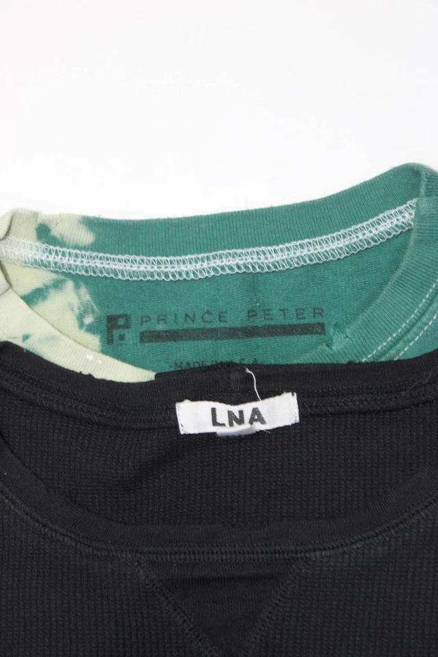 LNA Women's Round Neck Long Sleeves Ribbed Blouse Black Size S Lot 2 - Image 3 of 4