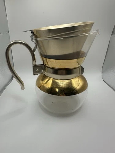 Pyrex Vintage Glass Percolator Coffee Pot with Strainer Basket