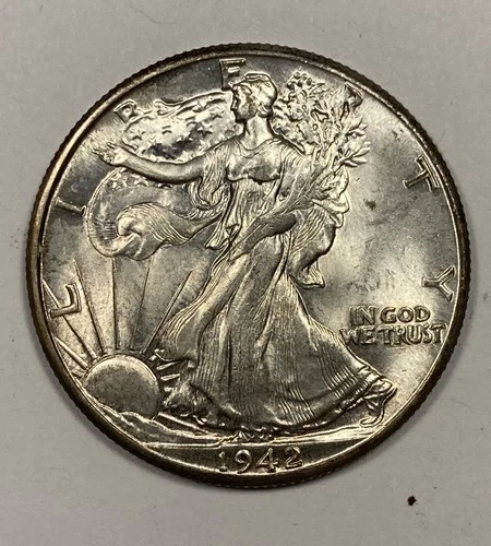 1942 Walking liberty Half .50. Slider, AU.