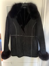 Marvin Richards Black Suede Jacket w Genuine Fox Fur Trim