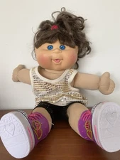 Cabbage Patch Kids 1978/2014 Girl Doll Blue Eyes Brown Hair Purple Shoes 16"