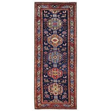 2'9"x7'2" Yale Blue Hand Knotted Afghan Ersari Wool Runner Oriental Rug 2782