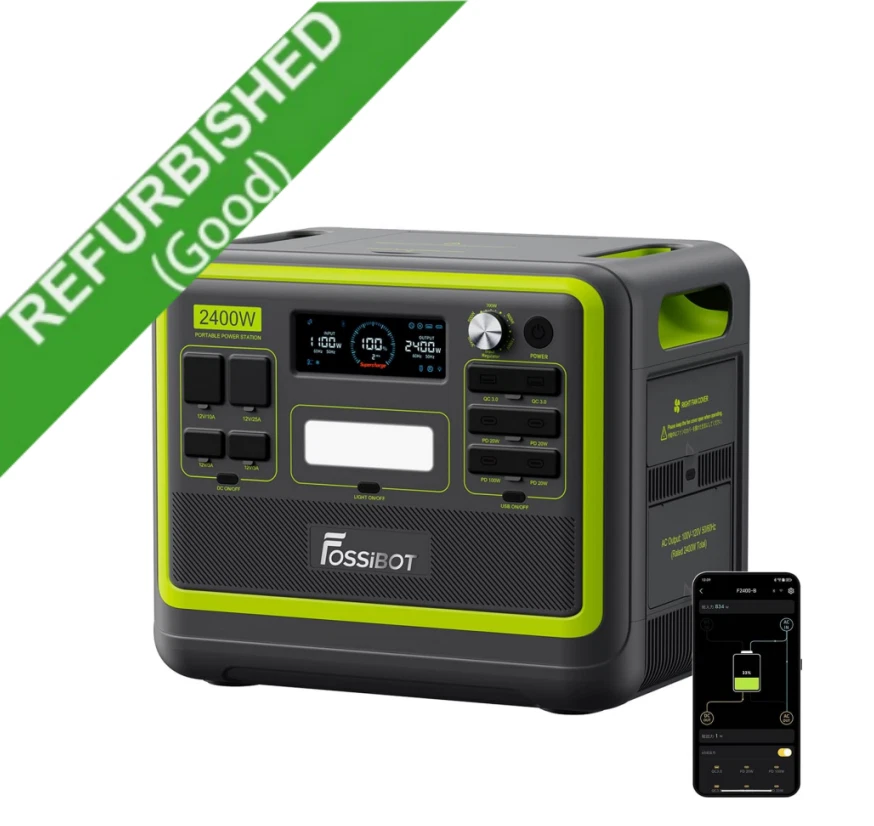 FOSSiBOT F2400 Stazione di Alimentazione Portatile LiFePO4 2048Wh 2400W 230V Generatore Solare BT