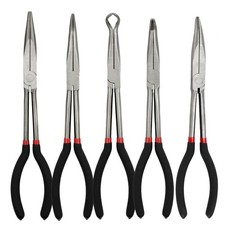 5Pcs 11inch Extra Long Reach Pliers Set Straight  25  45  90 Bent Nose Pouch