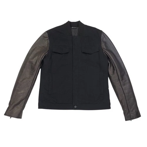 T by Alexander Wang Lamb Leather Twill Bomber Jacket Men's Size M Black Brown - product listing photo